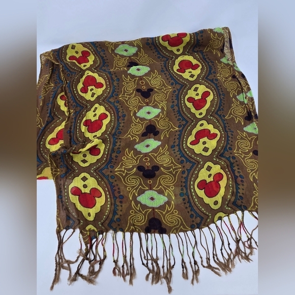 DISNEY PARKS EXCLUSIVE SCARF LOT SET OF 2 BROWN & WHITE MICKEY MOUSE WOMEN OS - Picture 7 of 13